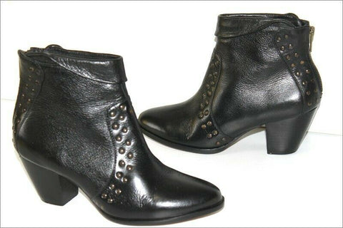 SAN MARINA Bottines Boots Cuir Clouté Noir Doublées Cuir T 36 TTBE