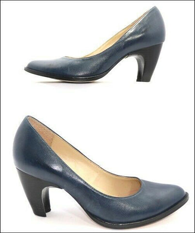 SAN MARINA Escarpins Cuir Bleu Taille 36 TBE