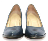 SAN MARINA Escarpins Cuir Bleu Taille 36 TBE