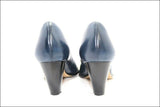 SAN MARINA Escarpins Cuir Bleu Taille 36 TBE