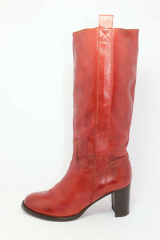 BRONX Bottes Cuir Rouge Cuir T40 TTBE