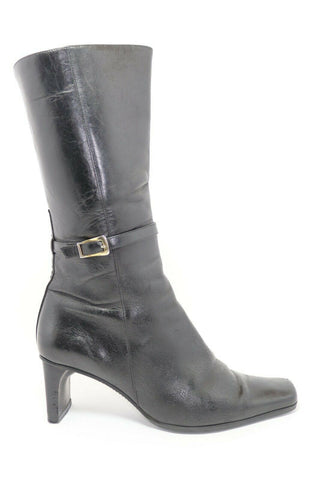 LUCIANO BARACHINI Bottes Cuir Noir T36,5 TBE made in Italie